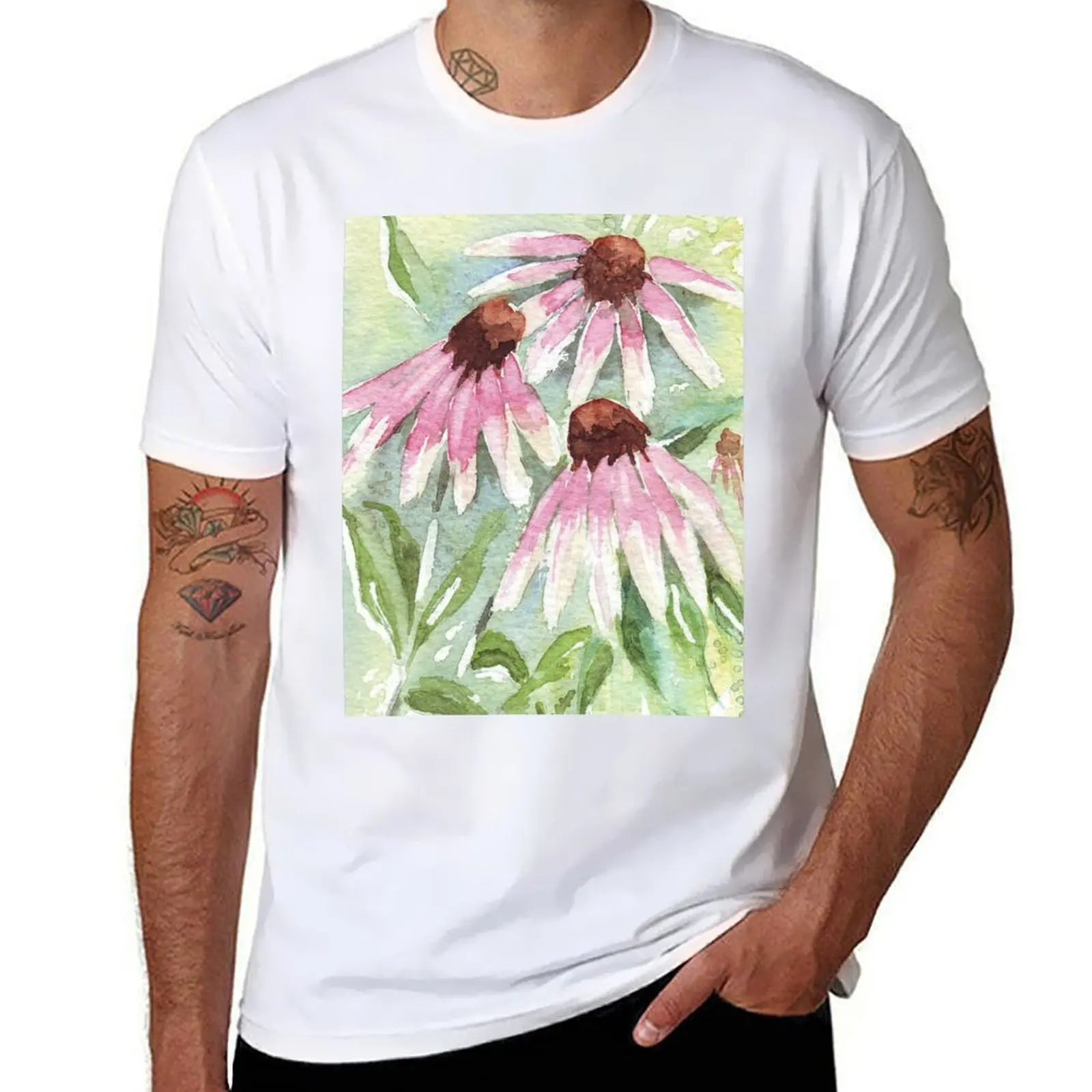 

man man t designer print t cotton T-Shirt custom shirts for healing for shirt t shirt Daisies