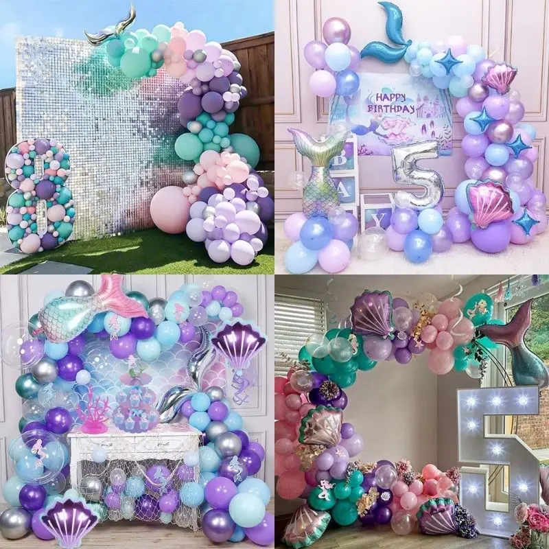 Mermaid Tail Balloon Garland Arch Kit Mermaid Theme Birthday Party Decorations Under the Sea Little Mermaid Ocean Theme Balloons