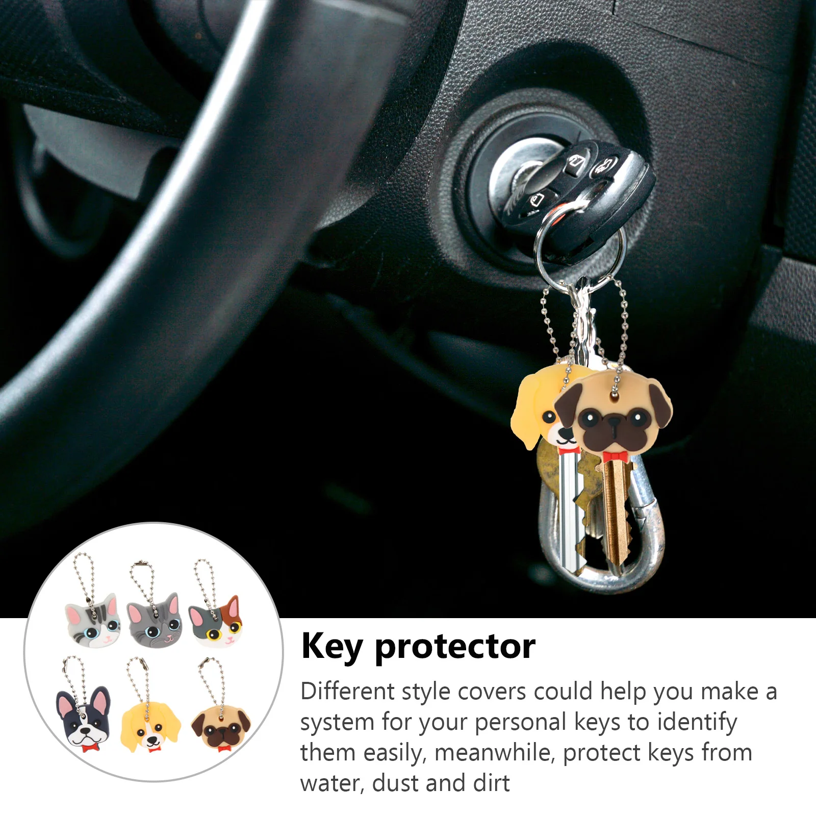 

6pcs Cartoon Covers Cute Color Coded Key Identifiers Key Sleeve Cases for Keys Lovely Design Fits Most Keys Time Saver