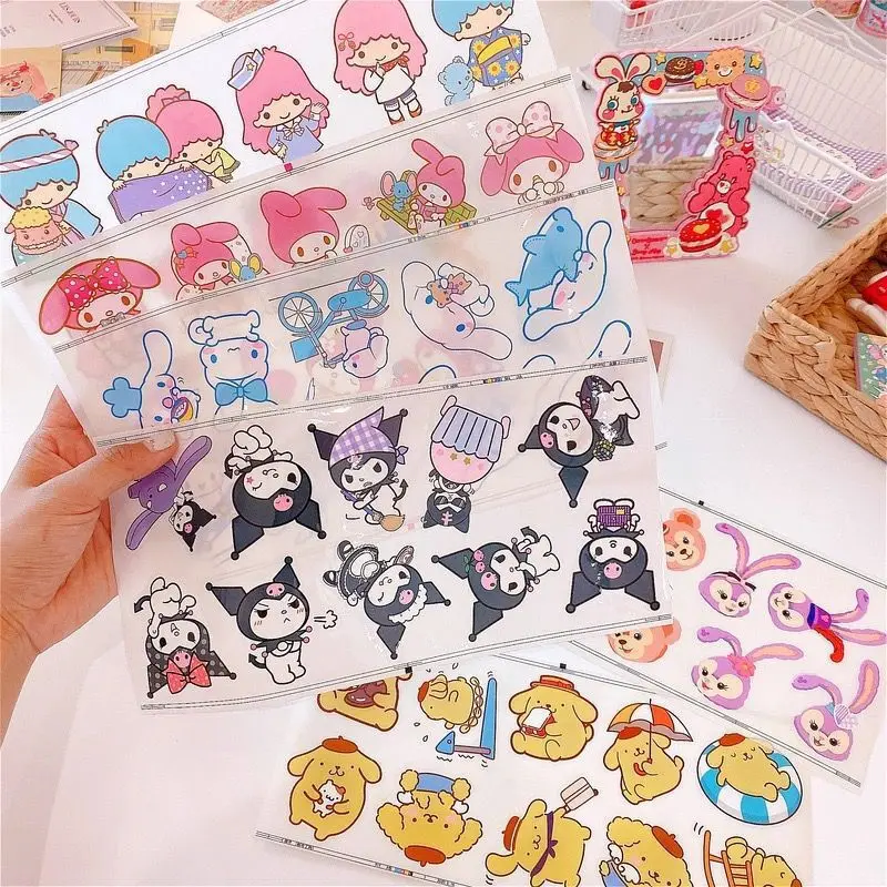 5pcs Kuromi Cinnamoroll Stitch My Melody Hello Kitty Pochacco Pom Pom Purin Little Twin Star Sanrio Stickers