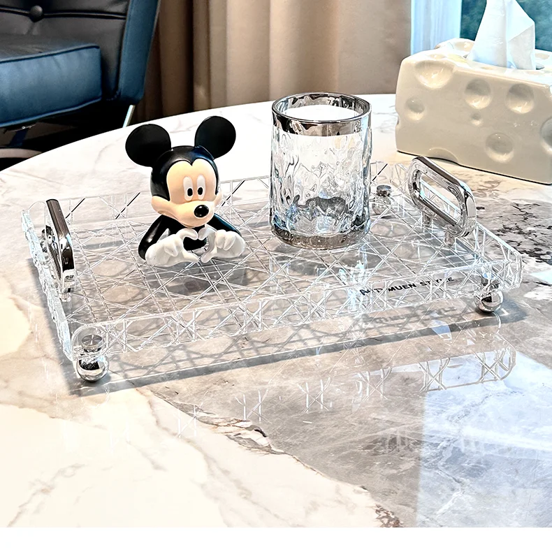 Acrylic Tray Rectangular Household Light Luxury High-end High Aesthetic Tea Set Cup Water Cup Storage Tea Tray Home Decoration