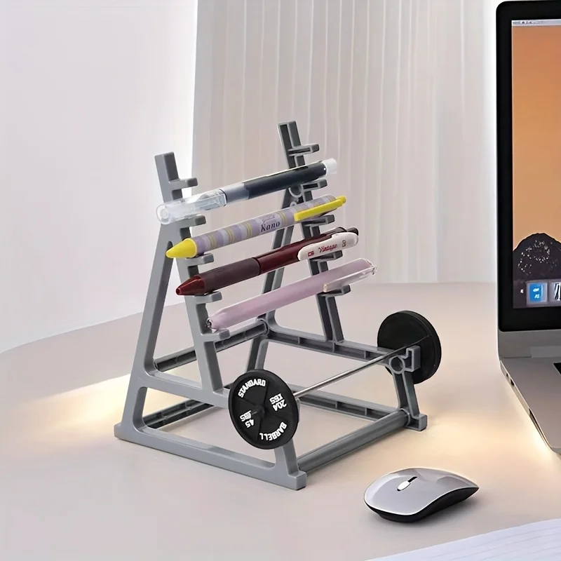 Creative Barbell Pen Organizer, Multifunctional Eyeglass Rack & Stationery Storage Case, Fitness Themed Desktop Decoration
