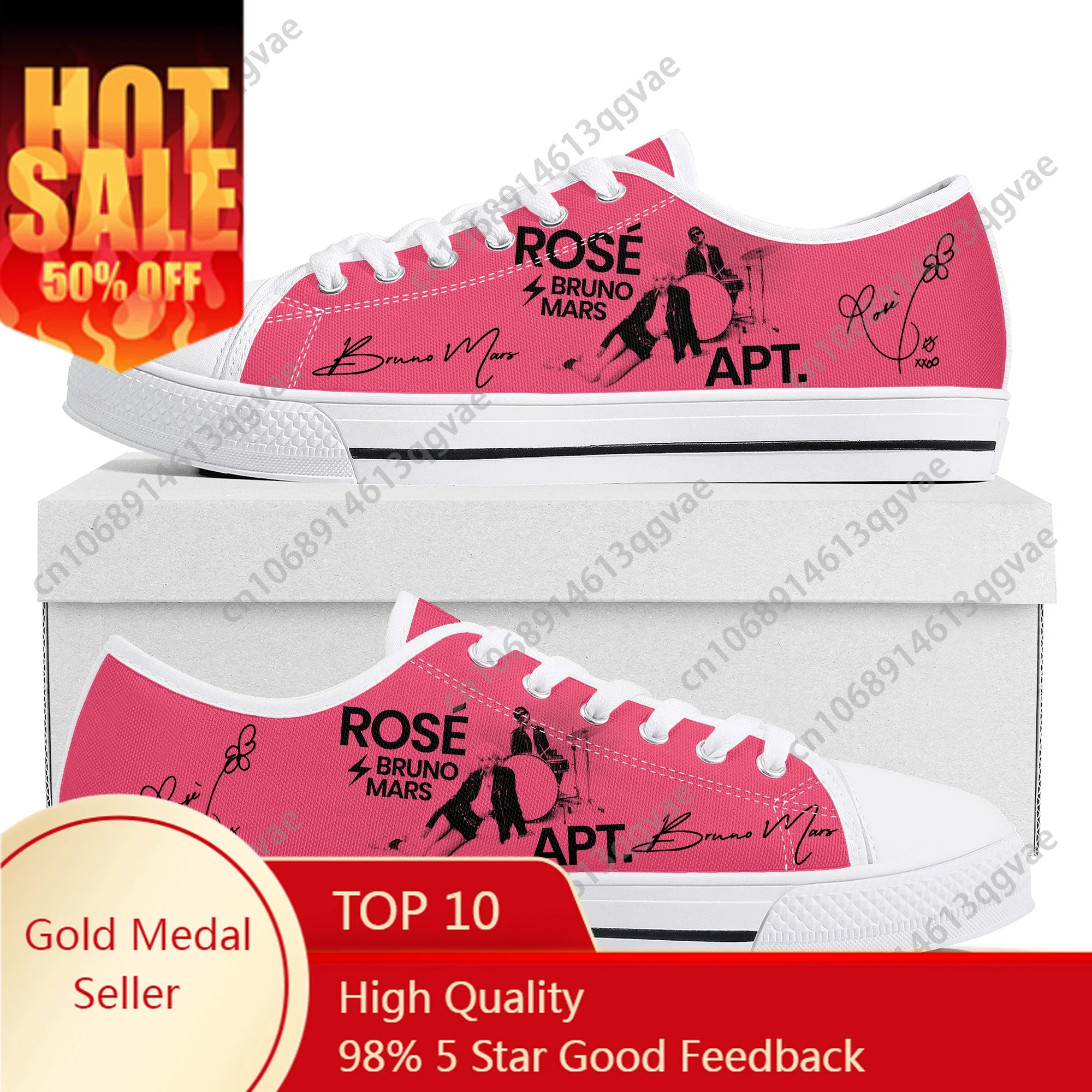 

Pink Rose A-A-PT Bruno Mars 아파트 아파트 Low Top Sneakers Womens Teenager High Quality Shoes Casual Tailor-Made Canvas Sneaker Shoe