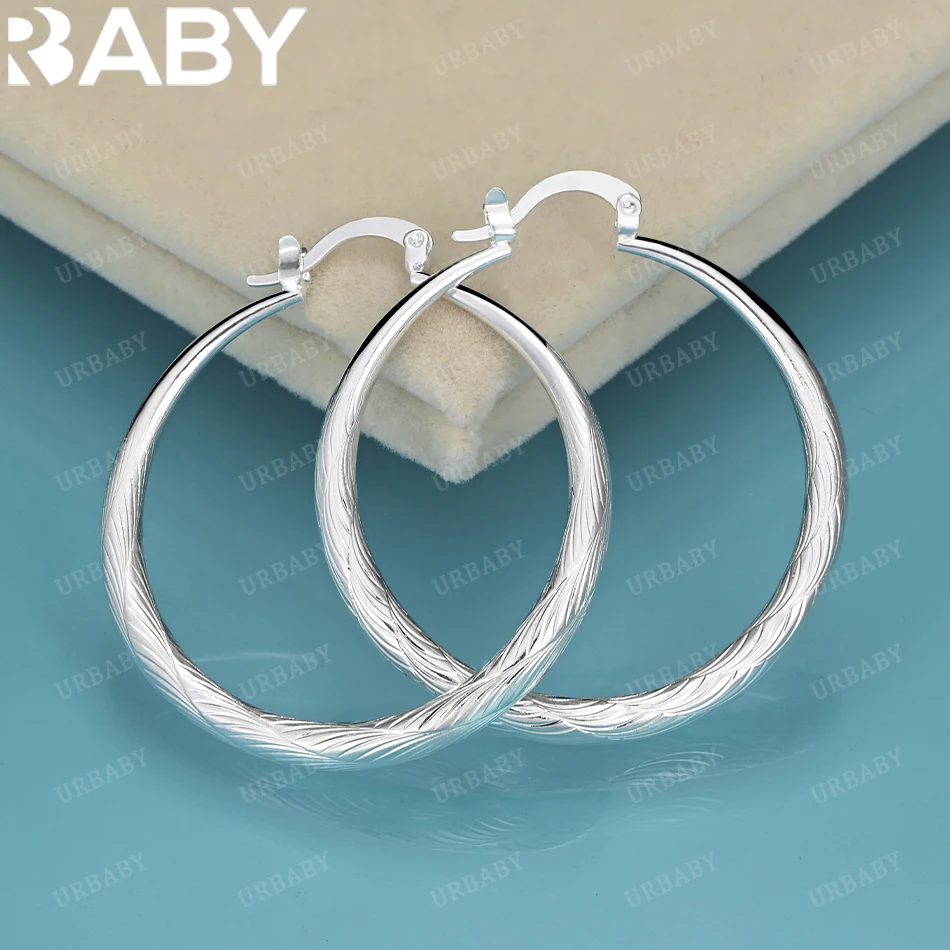 

URBABY 925 Sterling Silver Wedding 40mm Hoop Earrings Beautiful High Quality Jewelry For Women Daily Wear And Trend Gift