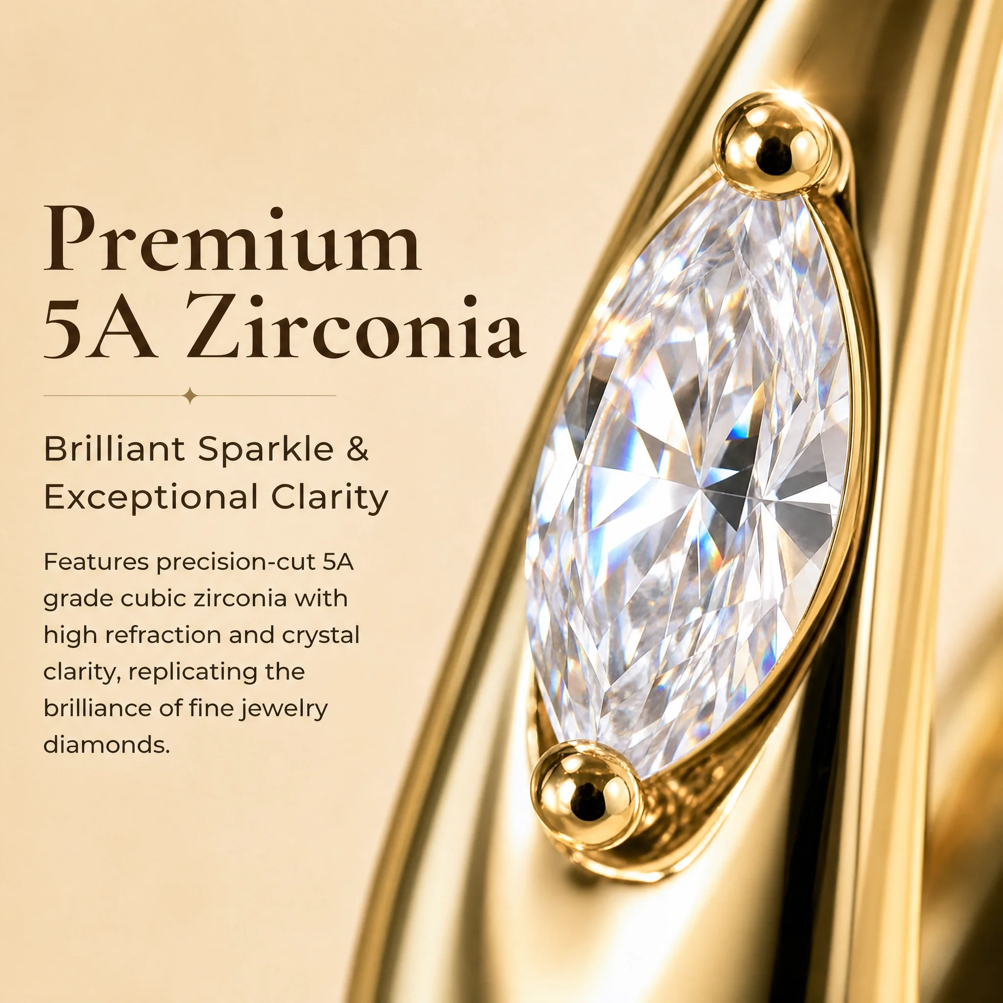 Moonmory Original Design Wassertropfen-Creolen für Damen, minimalistisch, 5A Marquise Zirkon, Messingohrringe, 14K vergoldet, Großhandel – Detail 7