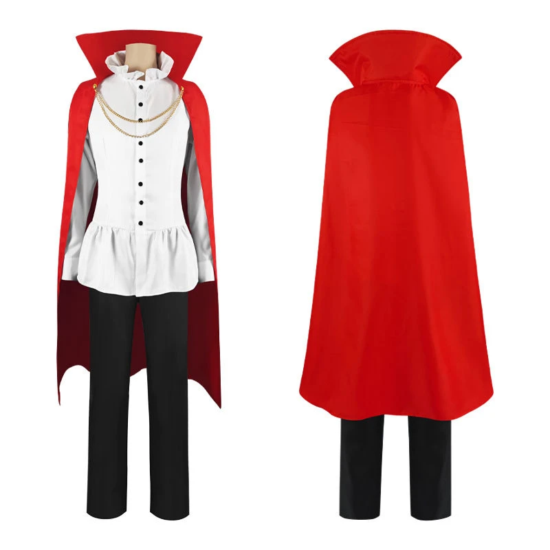 Sanji Costume Cosplay Camicia Pantaloni lunghi Mantello Set Fantasia Set uniforme rossa Halloween Carnevale Festa Cosplay Travestimento Abbigliamento Completo