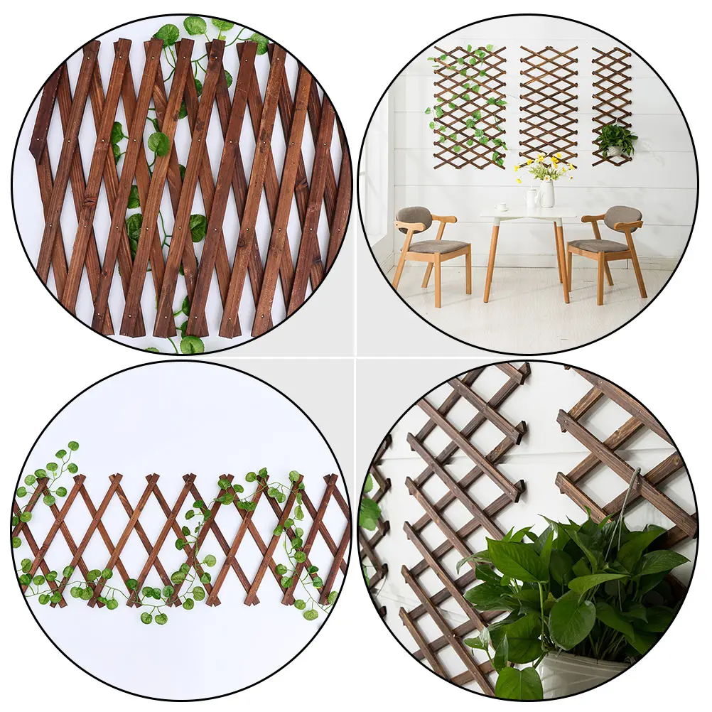 

Carbonized Wood Garden Trellis Expandable Plant Support For Climbing Plants Wooden Vine Fence Panel Durable Outdoor