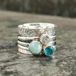 Retro Handmade Turkish Signet Rings for Men Ancient Silver Color Carved Ring Mystic Zircon Inlay New Punk Motor Biker Ring