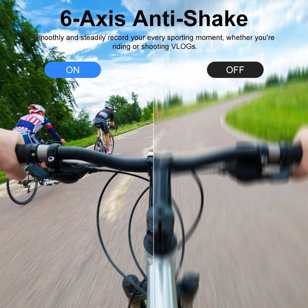 كاميرا Ourlife Action 5K30FPS 50MP WiFi 2.0 بوصة IPS شاشة 170 ° خوذة كاميرا رياضية بزاوية واسعة 30 متر مقاومة للماء ومضادة للاهتزاز #3