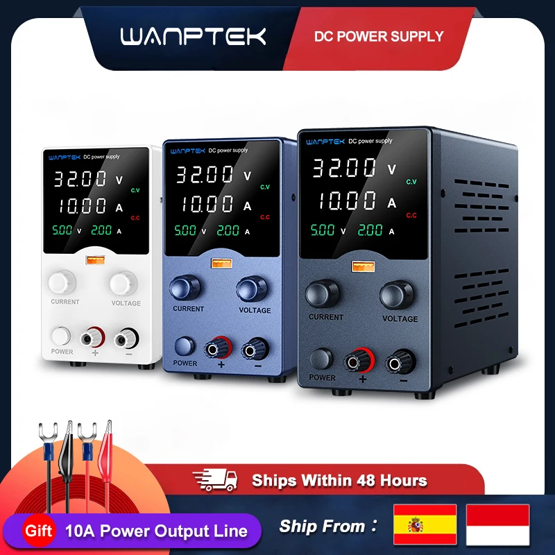 

Wanptek Laboratory Power Supply Adjustable 30V 5A 10A 60V 5A 120V 3A with USB Output Display Bench DC Power Supply
