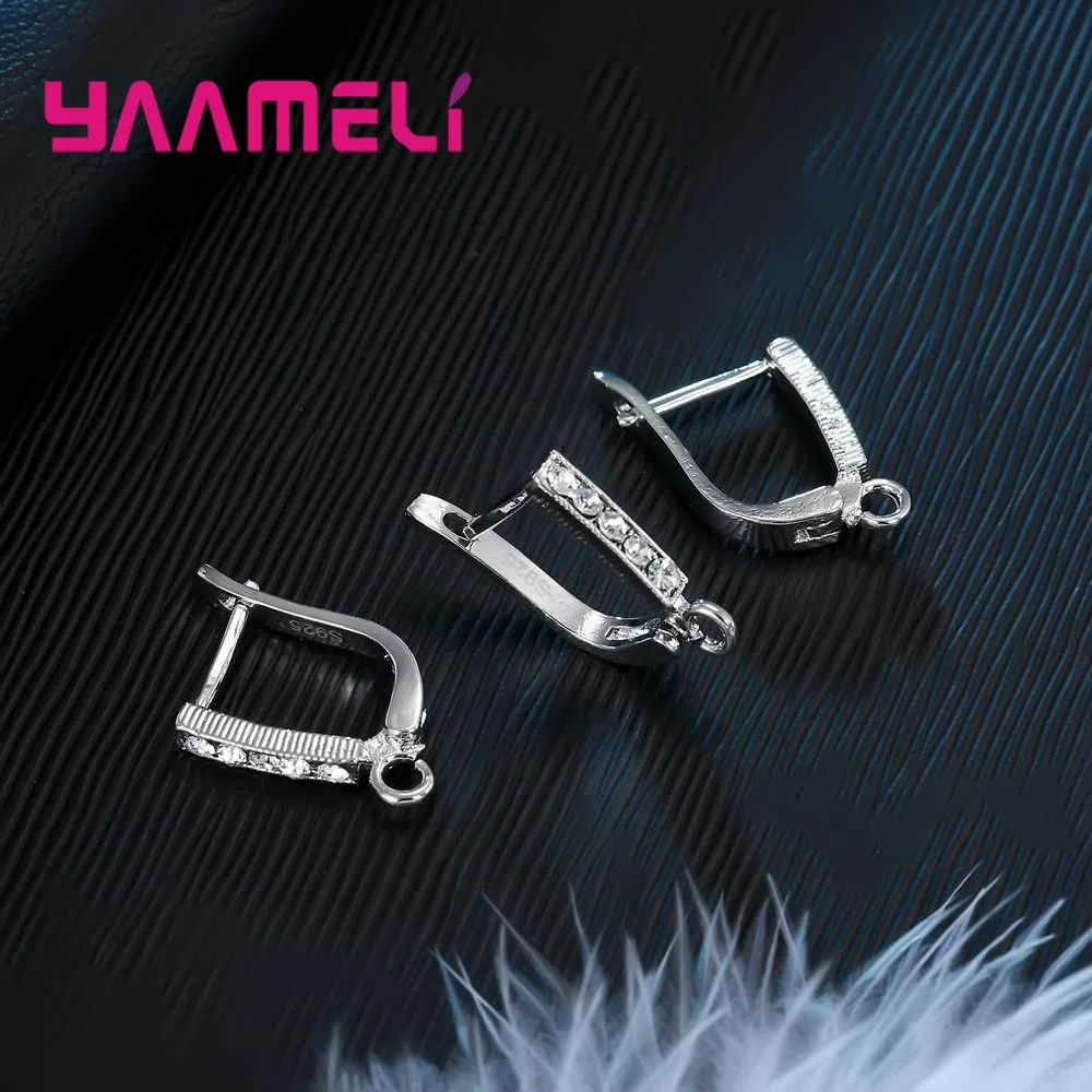 Wholesale 925 Sterling Silver Jewelry Part Charm Hoop Earring For Women Fine Components DIY Jewelry Connector Making