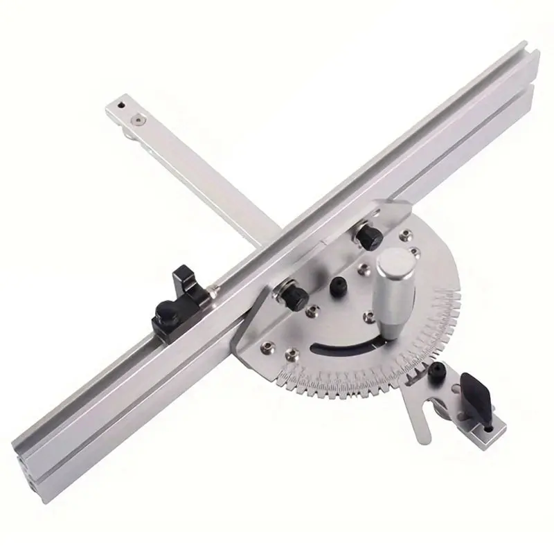 BMBY-Push Handle Adjustable Angle Disc Slide Inverted Trim Woodworking Aluminum Push Ruler Bandsaw DIY Auxiliary Tool 410Mm