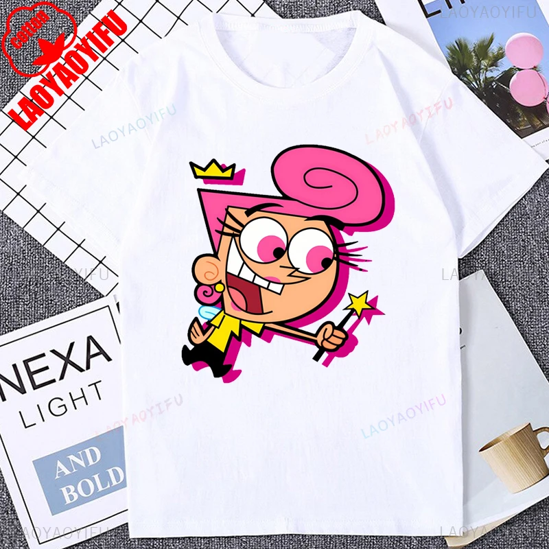 تي شيرت The Fairly Oddparents الرسوم المتحركة الكرتونية الكلاسيكية 90s 80s تي شيرت الفكاهة تيمي واندا كوزمو الجرافيك موضة القطن رجل تي شيرت