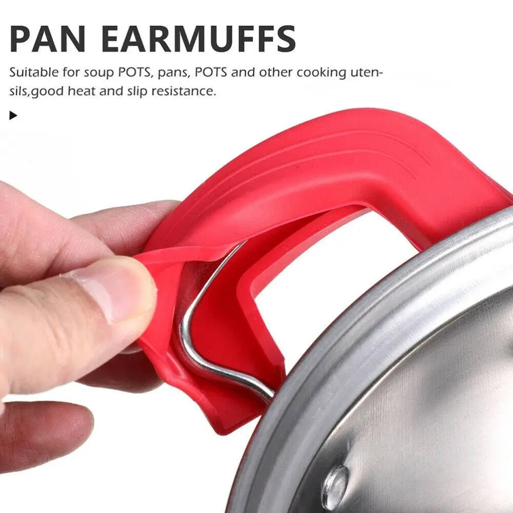 Tool Non Stick For Frying Cast Iron Skillet Pan Non-Slip Pot Handle Protectors Pot Handle Cover Insulation Clips Silicone Lid