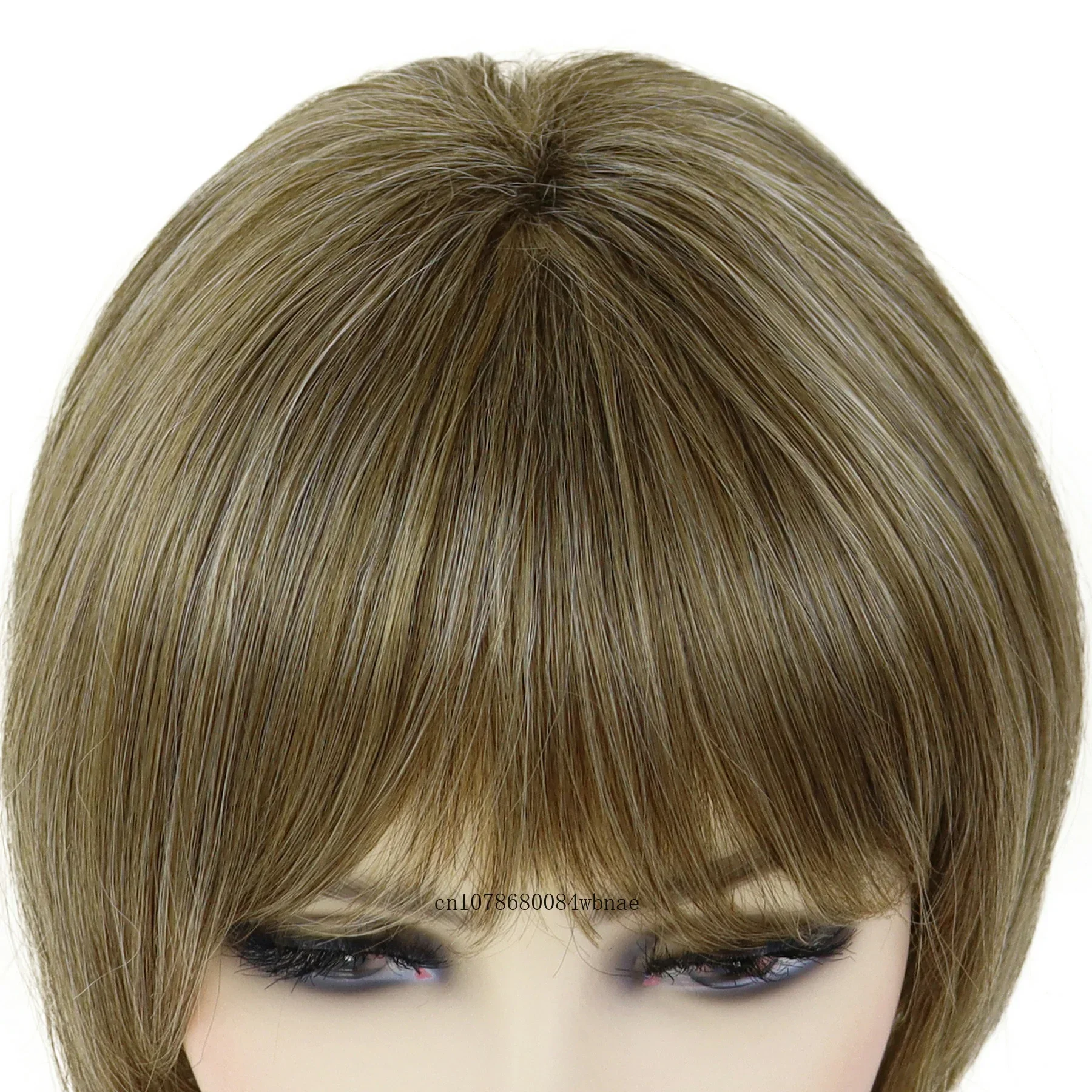 باروكات بوب قصيرة مع غرة، شعر مستعار صناعي مستقيم بني للنساء، شعر مستعار طبيعي ناعم للأم، حفلة تنكرية يومية غير رسمية #5