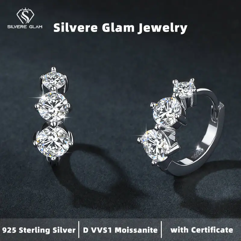 

Серьги из стерлингового серебра SG S925, зажимы для ушей с бриллиантами, ювелирные изделия из муассанита для женщин D VVS1, роскошные ювелирные изделия в подарок