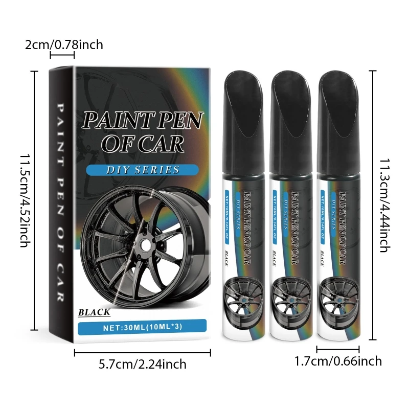 Car Wheel Scratch Remover Pen Black Rims Touch Up Paint Pen Car Wheel Paint Scratch Repair Pen Auto Paint Repair Pen 24BB