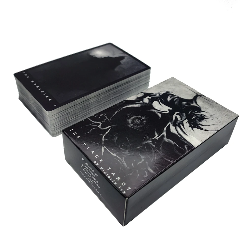 NEW 12x7CM The Black Divination Tarot Deck - Featuring Gothic Artwork and Intuitive Symbolism with Guide Book Divination