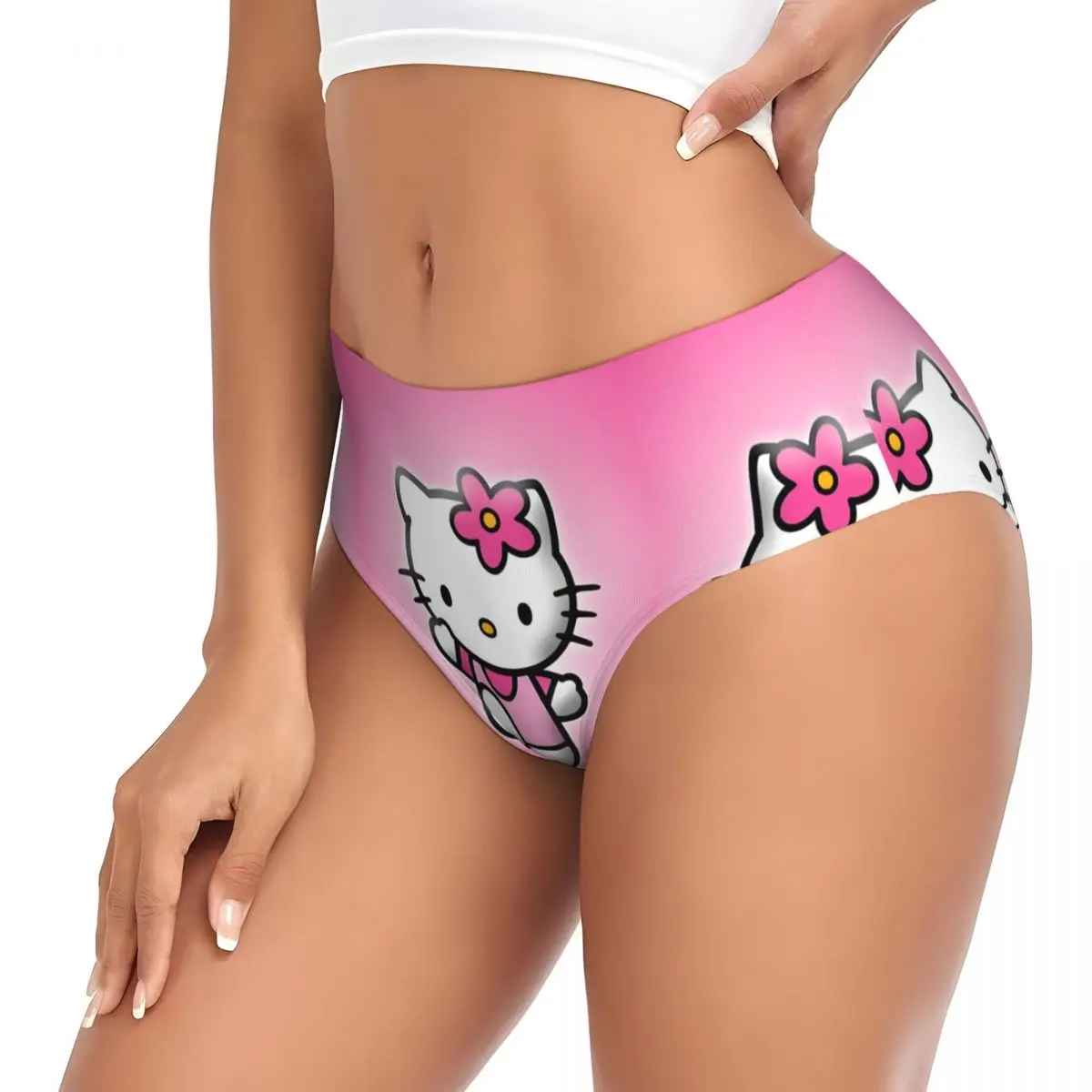 مخصص الكرتون لطيف مرحبا كيتي مانغا ملخصات جديدة الملابس الداخلية النسائية تنفس تمتد سراويل