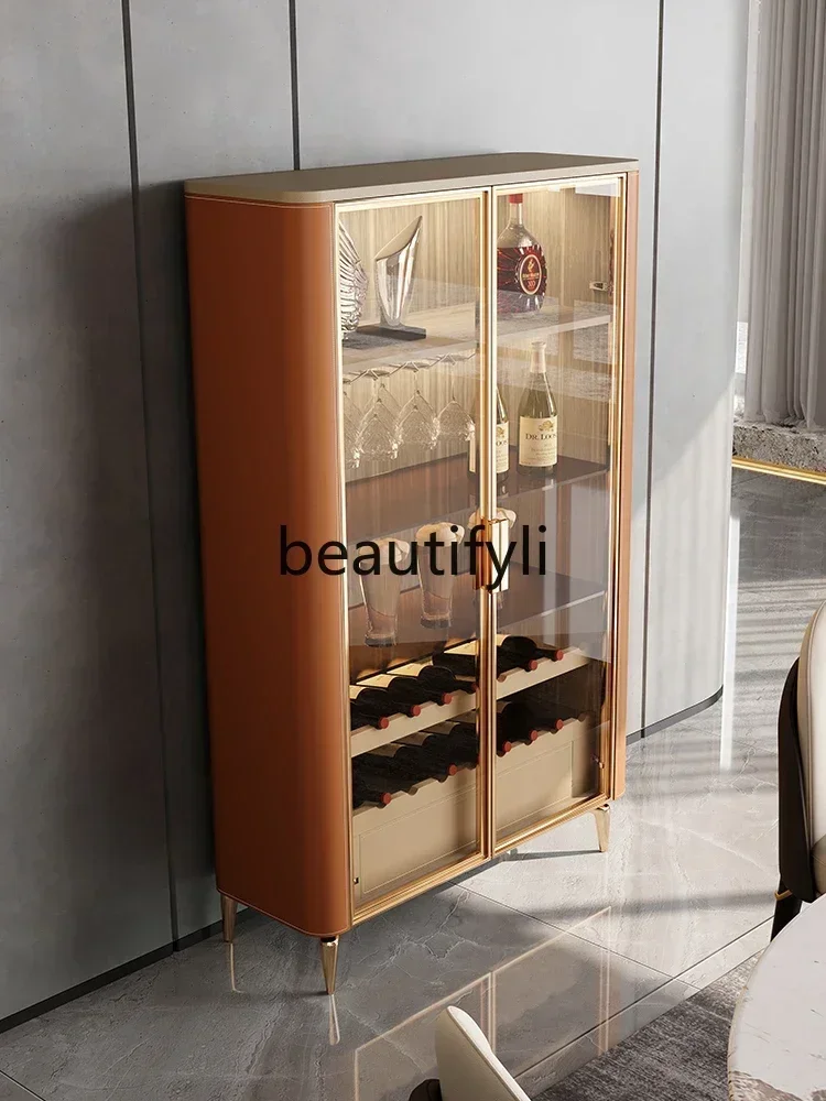 

Wine cabinet Modern small apartment wall display cabinet High-grade glass door storage cupboard Red wine cabinet