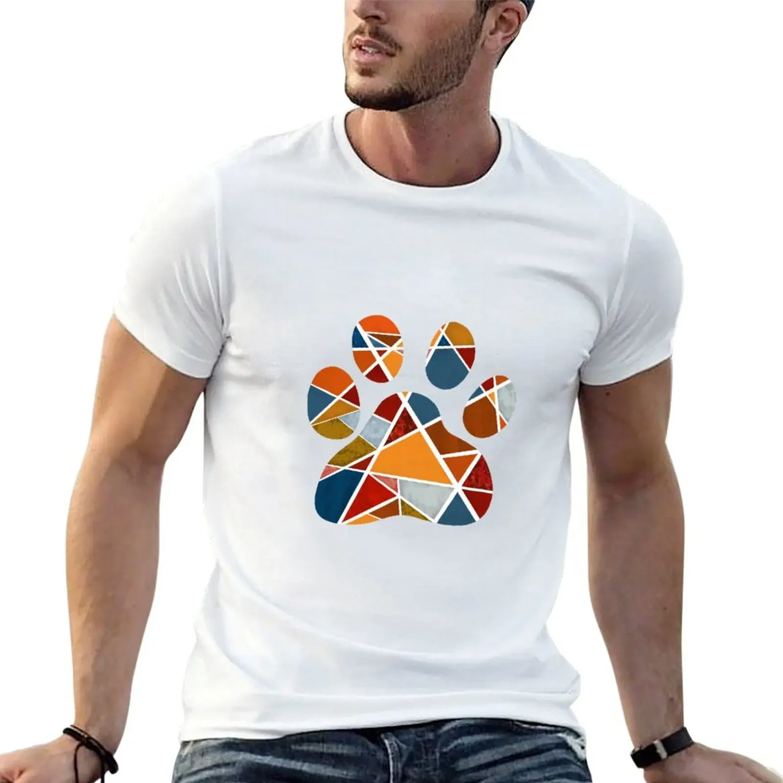 Paw Print Fall Colors Abstract T-Shirt boys animal print custom shirt new edition t shirt men 100℅ cotton