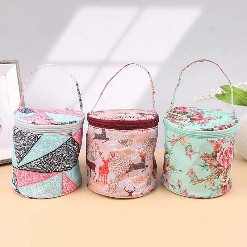 New Round Knitting Bag Home Daily Storage Bag Wool Yarn Crochet Sewing Needle Handbag Weaving Tool Tote