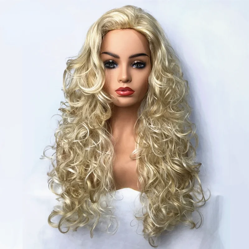 

Ladies Blonde Wig Long Curly Wavy Synthetic Wigs