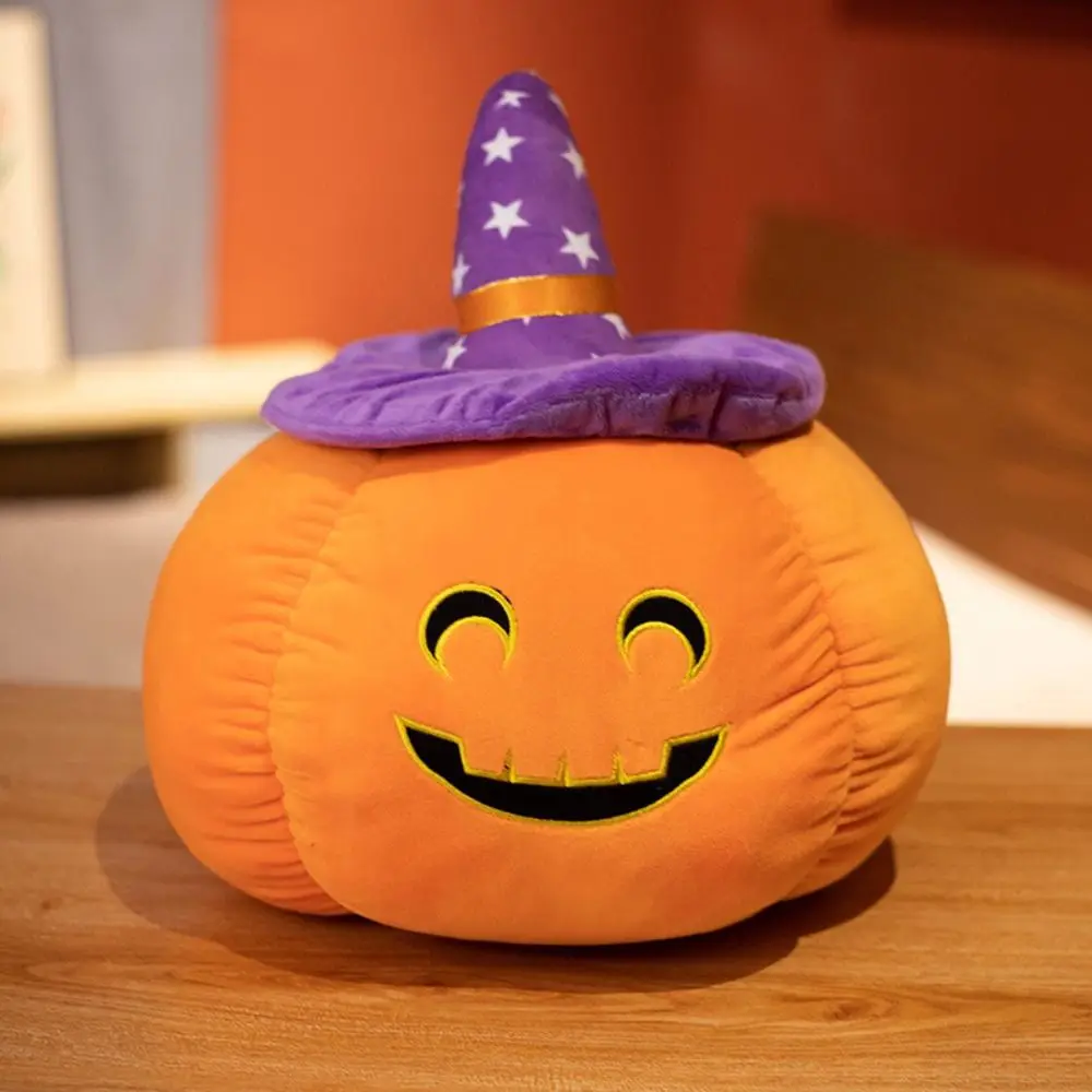 

Wearing Hat Pumpkin Demon Doll PP Cotton Stuffed Halloween Plush Toy Funny Soft Halloween Pumpkin Throw Pillow Kids Gift