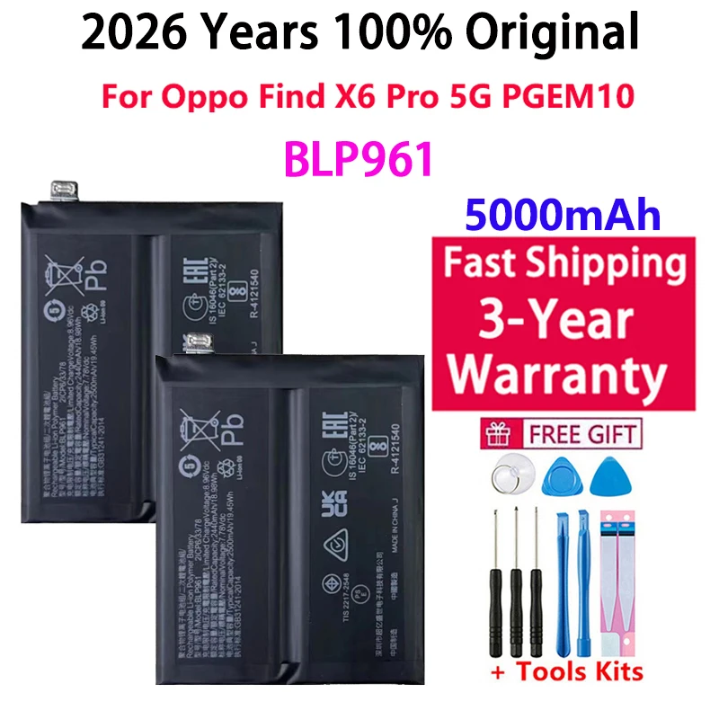 Lithium Polymer Battery for OPPO Find X6 Pro FindX6Pro BLP961 Replacement Phone Batteries Free Tools