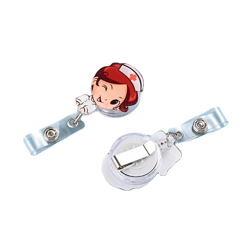 Cartoon Retractable Badge Reel, Chest ID, Tag Clip, Pessoal, Trabalhadores, Passe, Cartão de Trabalho, Chaveiro, Working Permit, Médico, Enfermeira