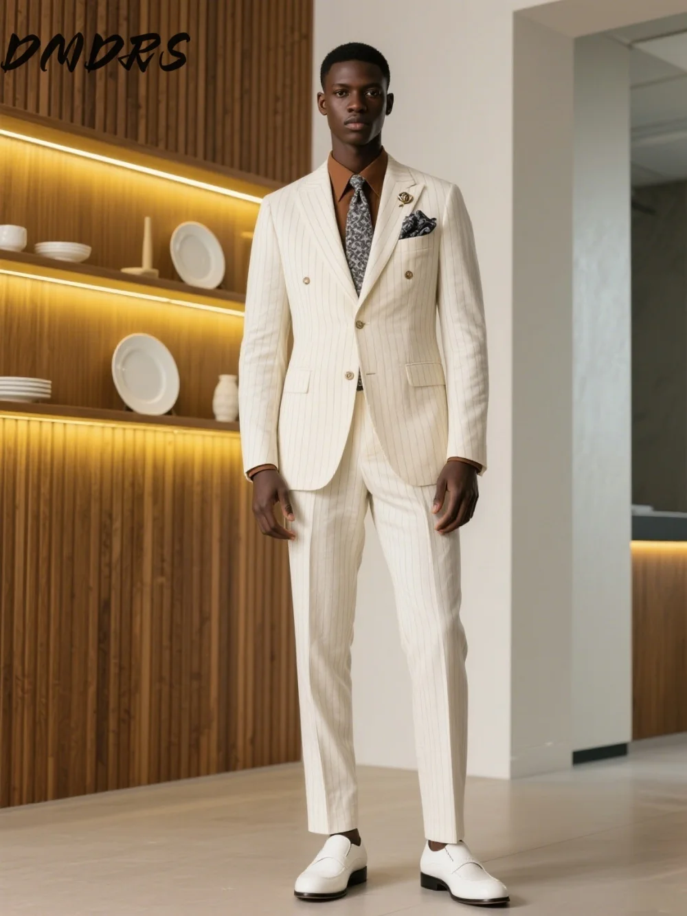

Fashion Double-Breasted Men's Suit For Wedding & Business Classic Groom Suit Set Elegant Men's Jacket Pants Customized