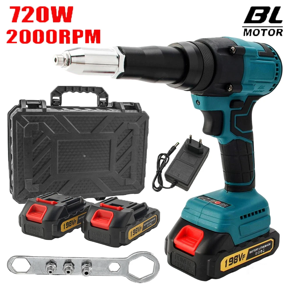 Borstelloos elektrisch klinknagelpistool 720W klinkmoerpistool Boor Draadloos klinkmoerpistool Automatische klinknagel voor Makita 18V batterijpennen - afbeelding 2