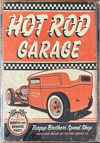 Hot Rod Garage Vintage Neuheit Metallschild; NEU!