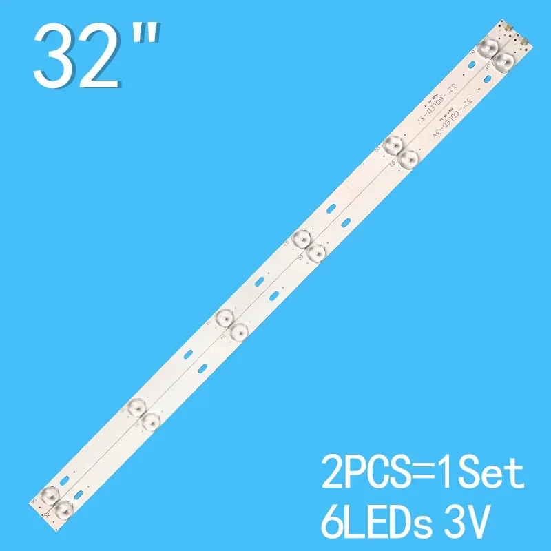 Tira de luz universal de 32 pulgadas, 6 luces de 600mm x 17mm-3v o 6v