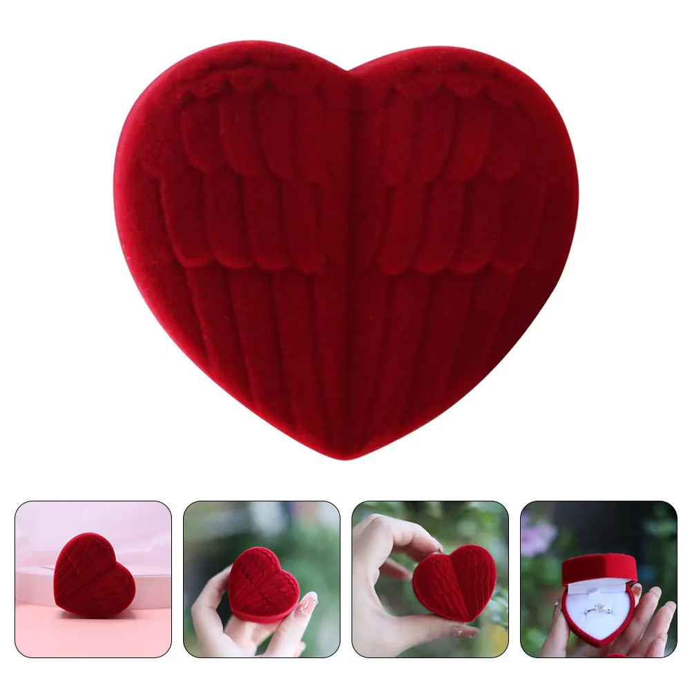 

Коробка для колец в форме сердца, элегантное предложение, защита для хранения ювелирных изделий на свадьбу, помолвку, коробка для колец с записью, маленькие шкатулки для ювелирных изделий