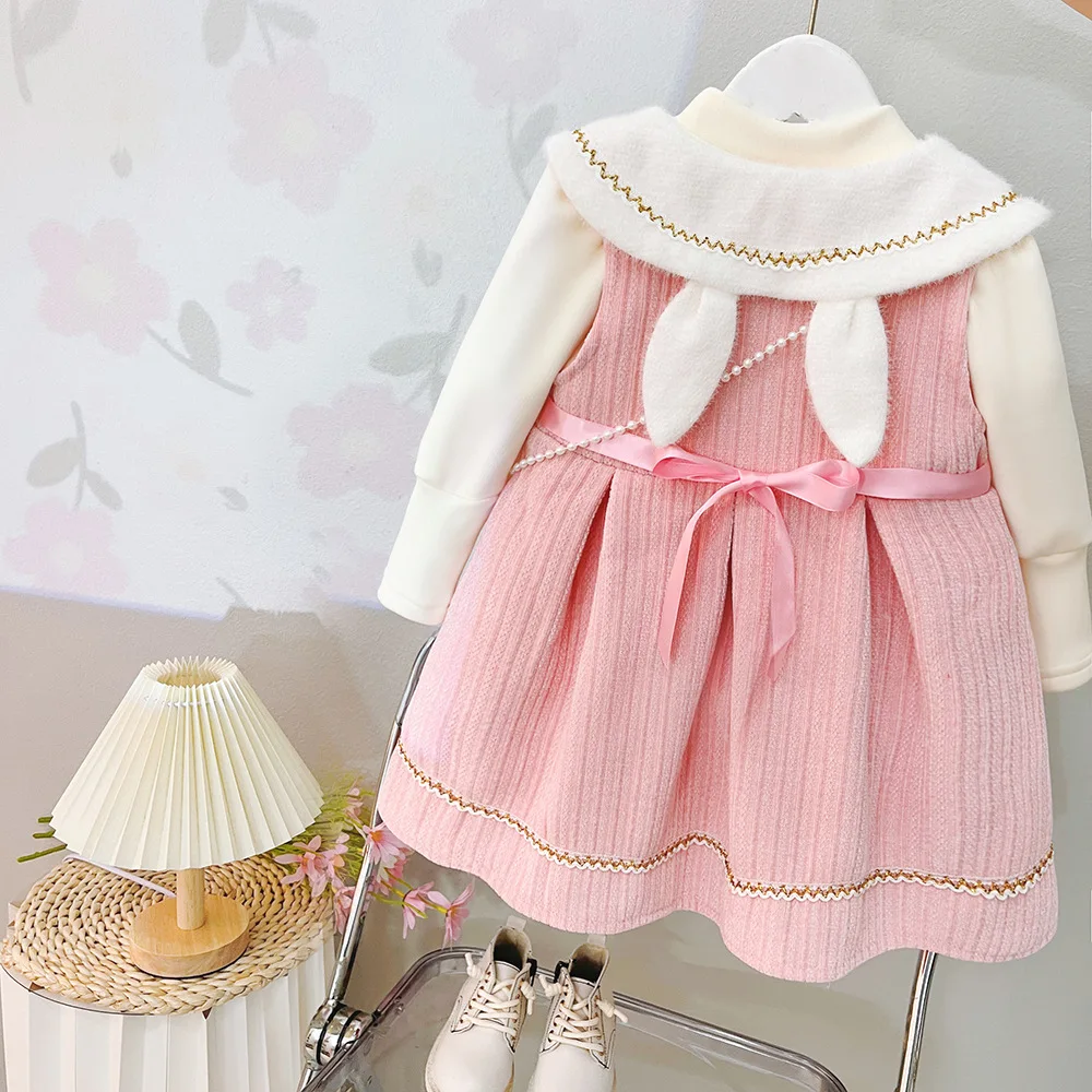 Girl Dress Birthday Skirt Girls Fleece Winter Dress One-piece Dress New Year Girl Clothes Girls Princess Skirt Kids Clothes