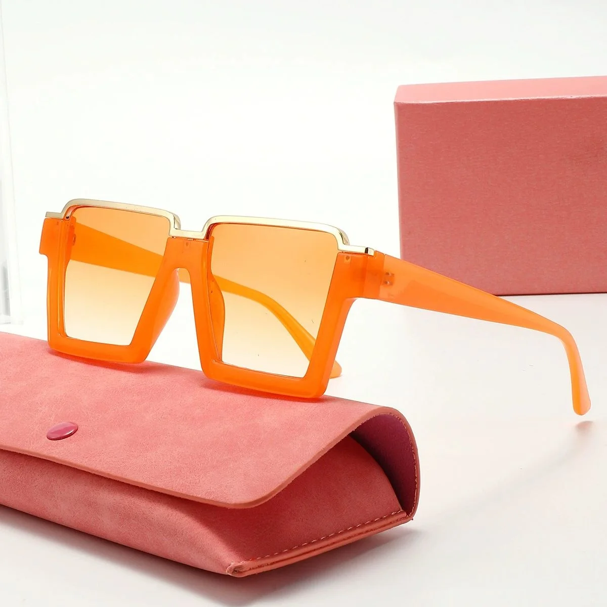Novos óculos de sol quadrados de meia armação para mulheres estilo ins homens óculos de sol de personalidade hip-hop (DS-2502)