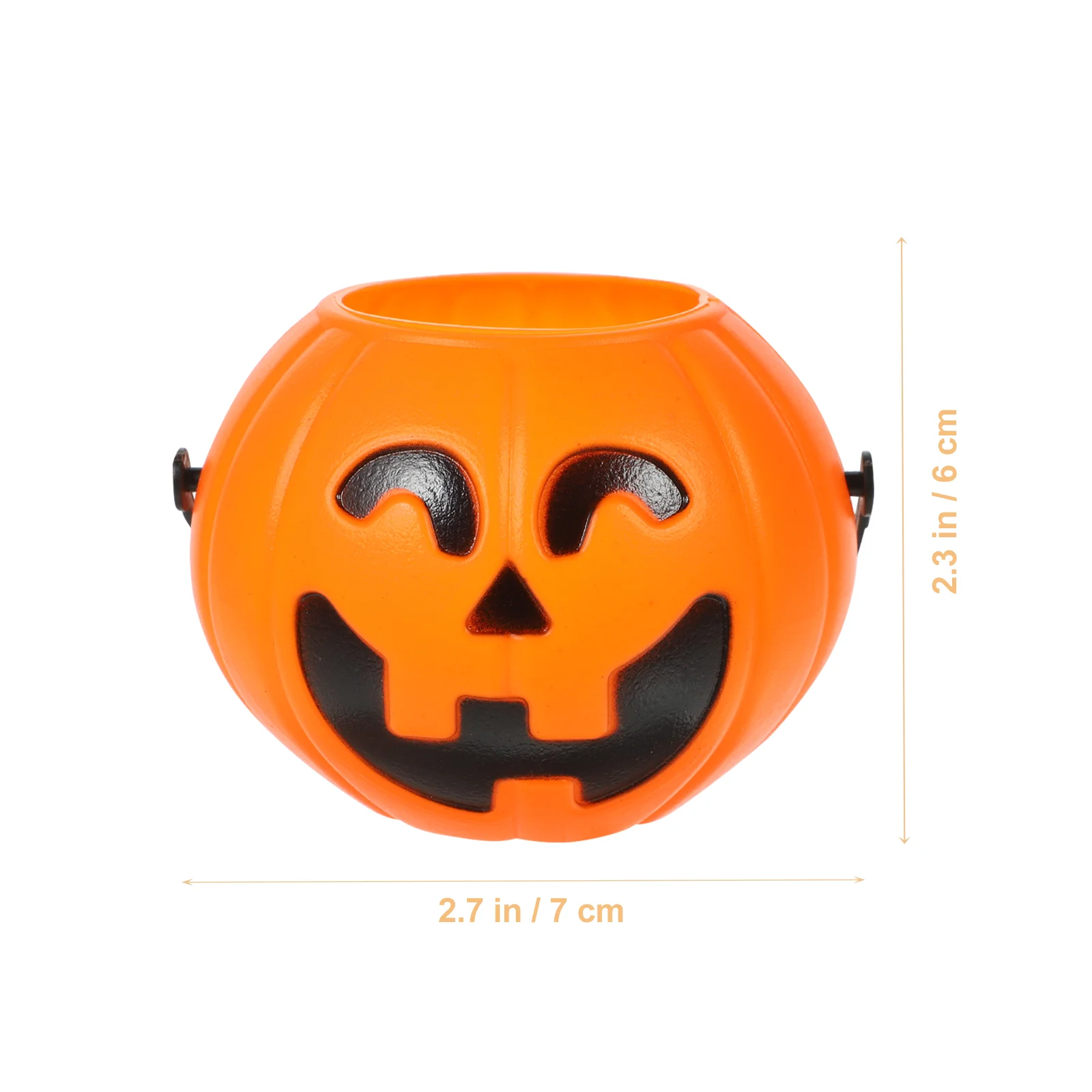 6 Pcs Pumpkin Design Candy Holder Orange Bucket Storage Barrel Halloween Props Gift Container Plastic