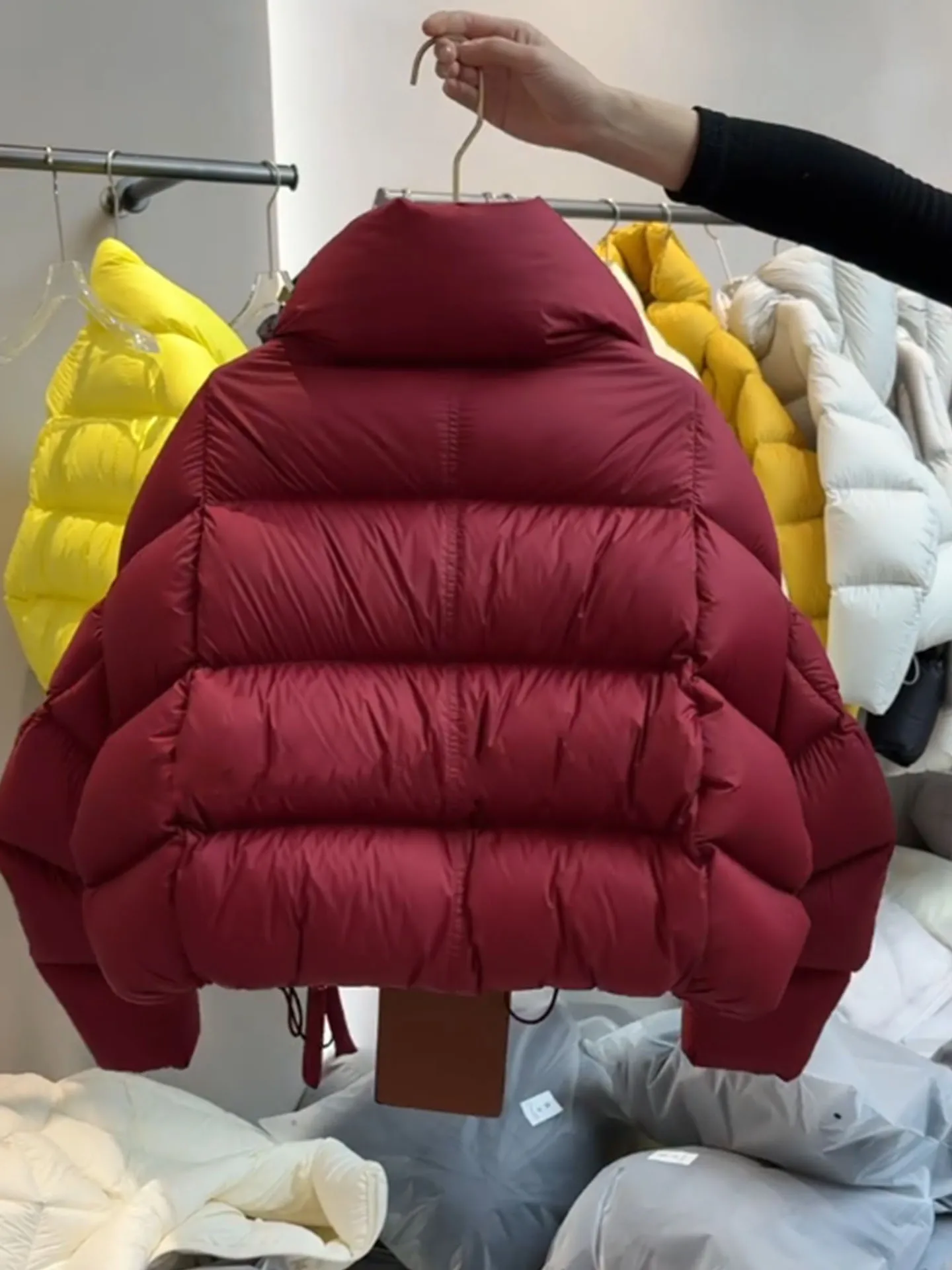 Koreaanse Sle Thiened ort Puffer Jaet Dames Rode Winterjas Opstaande Kraag Warm Brood Sle Bovenkleding Casual Faion