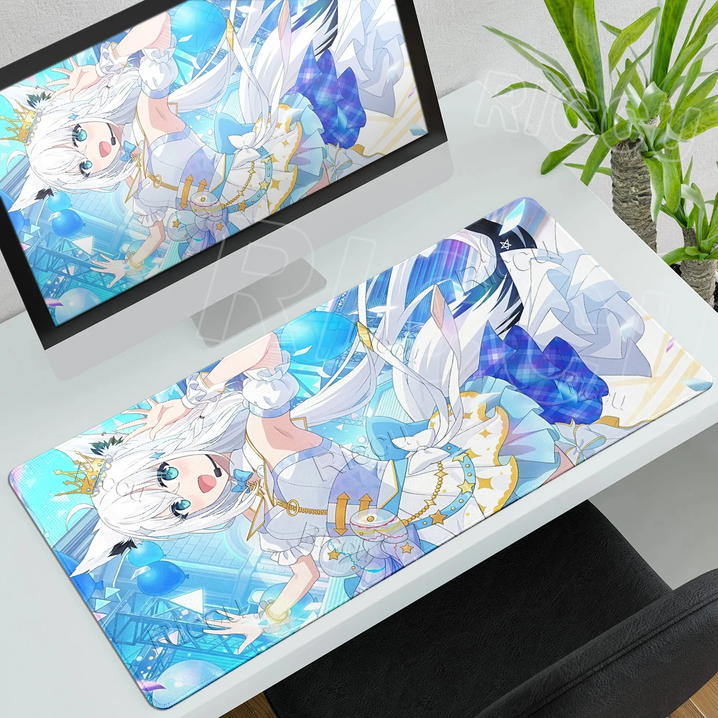 Shirakami Fubuki Aesthetics Mouse Pads Hololive Extended PC Gaming Keyboard Rug Offices Desk