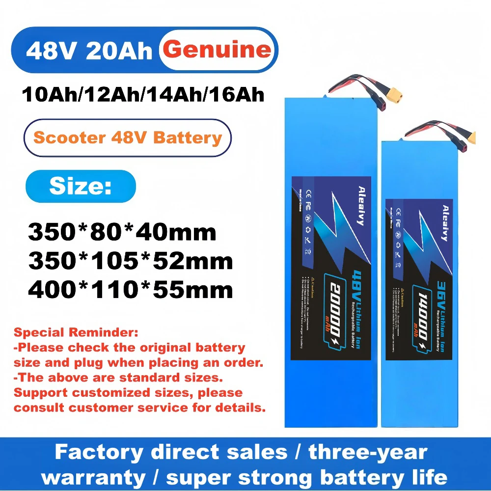 

Aleaivy Genuine 48V 13S4P 10~20Ah Electric Scooters Li-ion Battery,built-in 30A BMS for Kugoo M4/M4Pro/MaxSpeed Series Battery