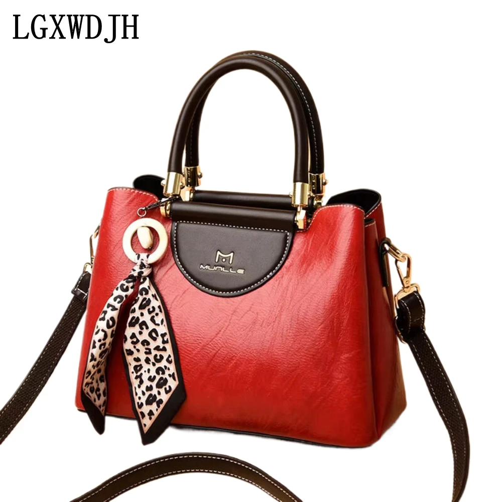 Middle-aged women's composite cowhide shoulder bag  Fashion genuine leather tote bag  New cowhide killer Crossbody bag for women