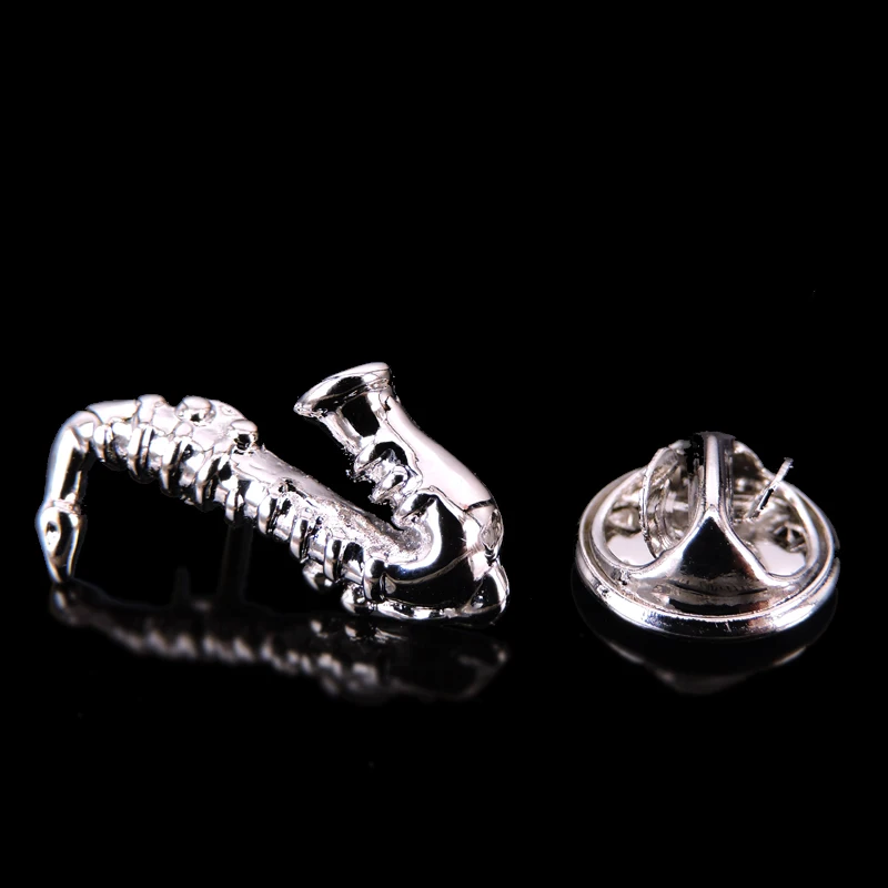Copper material music equipment saxophone brooch fashionable men's suit coat lapel pin women's backpack hat badge image 5