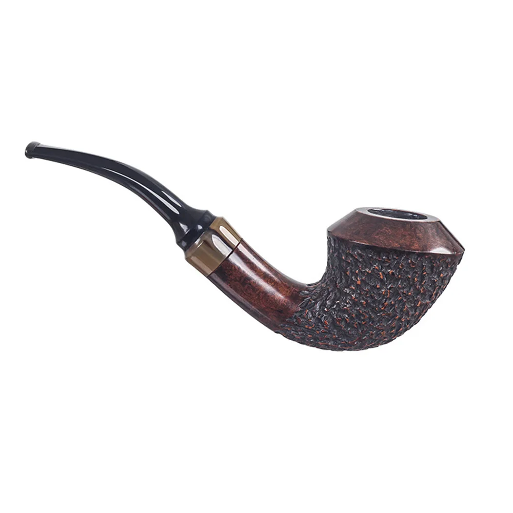 Bruyere Wood Flying Saucer Pipe For Tobacco 9mm Filter Flue Retro Gentleman Bent Handle Handmade Smoking Pipe With Accessory