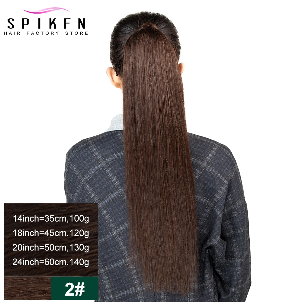 60-100 gram rambut manusia pirang Ponytail Eropa lurus bungkus sekitar klip dalam ekor kuda mesin Remy rambut 14-24 inci