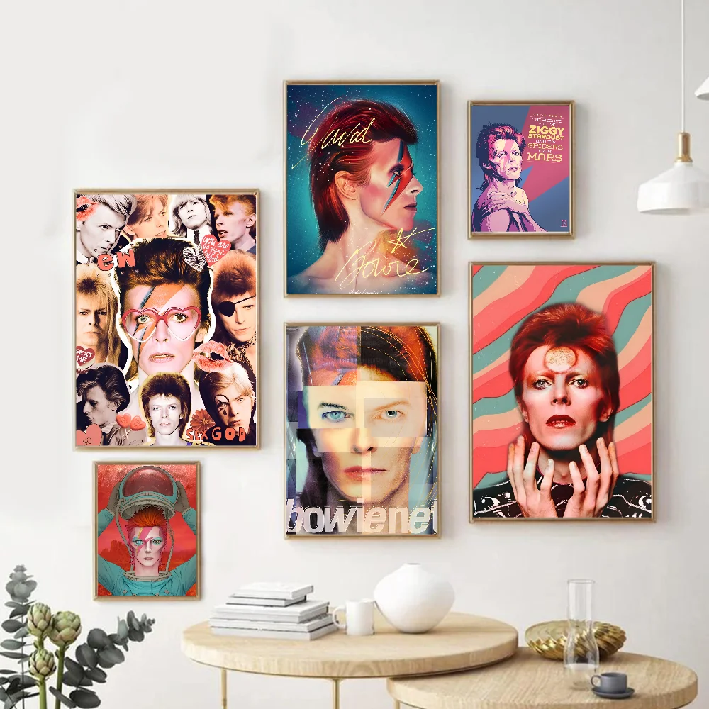 Singer British Rock D-David B-Bowie Vintage Posters Sticky Whitepaper Prints Posters Artwork Posters Wall Stickers