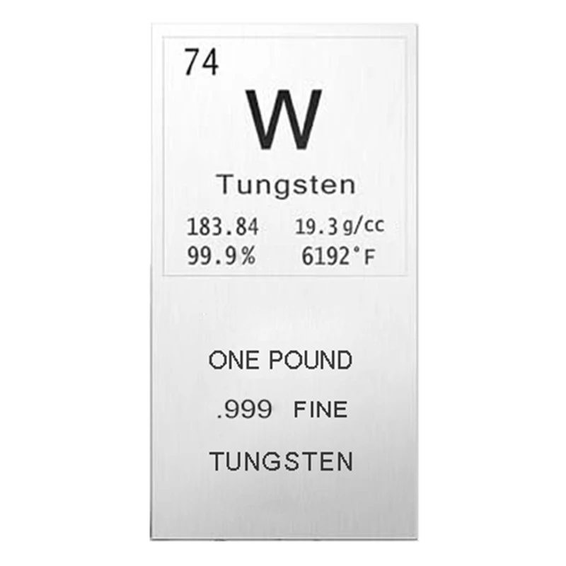 

1 Piece 1Lb Laser Engraved. 999 Pure Bullion Bar Paper Weights Metal Bar Silver Tungsten For Office Metal Bar Paperweight