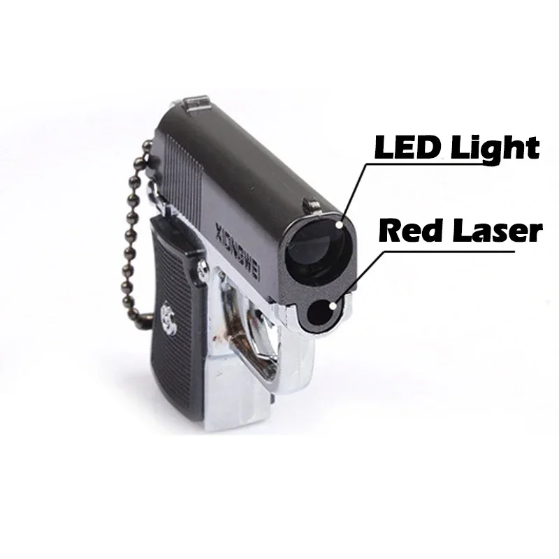 1pc Multifunction Gun Model Flashlight Lighting Laser Infrared Multi-function Key Chain Cat Toy Outdoor EDC Tools