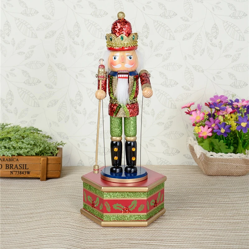 D335 Movable doll puppets 32CM handmade painted music nutcracker , Christmas gift Hand-painted