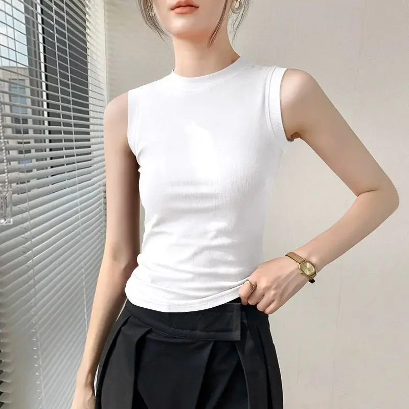 Casual Ribbed Knit Tank Tops for Women Sleeveless Crewneck T Shirts Slim Fit Basic Solid Color Summer Fashion Clothes Tank Top
